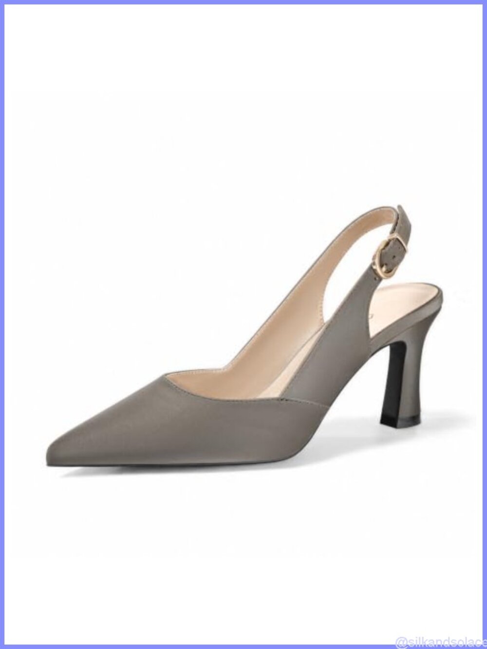 Lambskin Insole Slingback Pointed Toe Block Heel Pumps